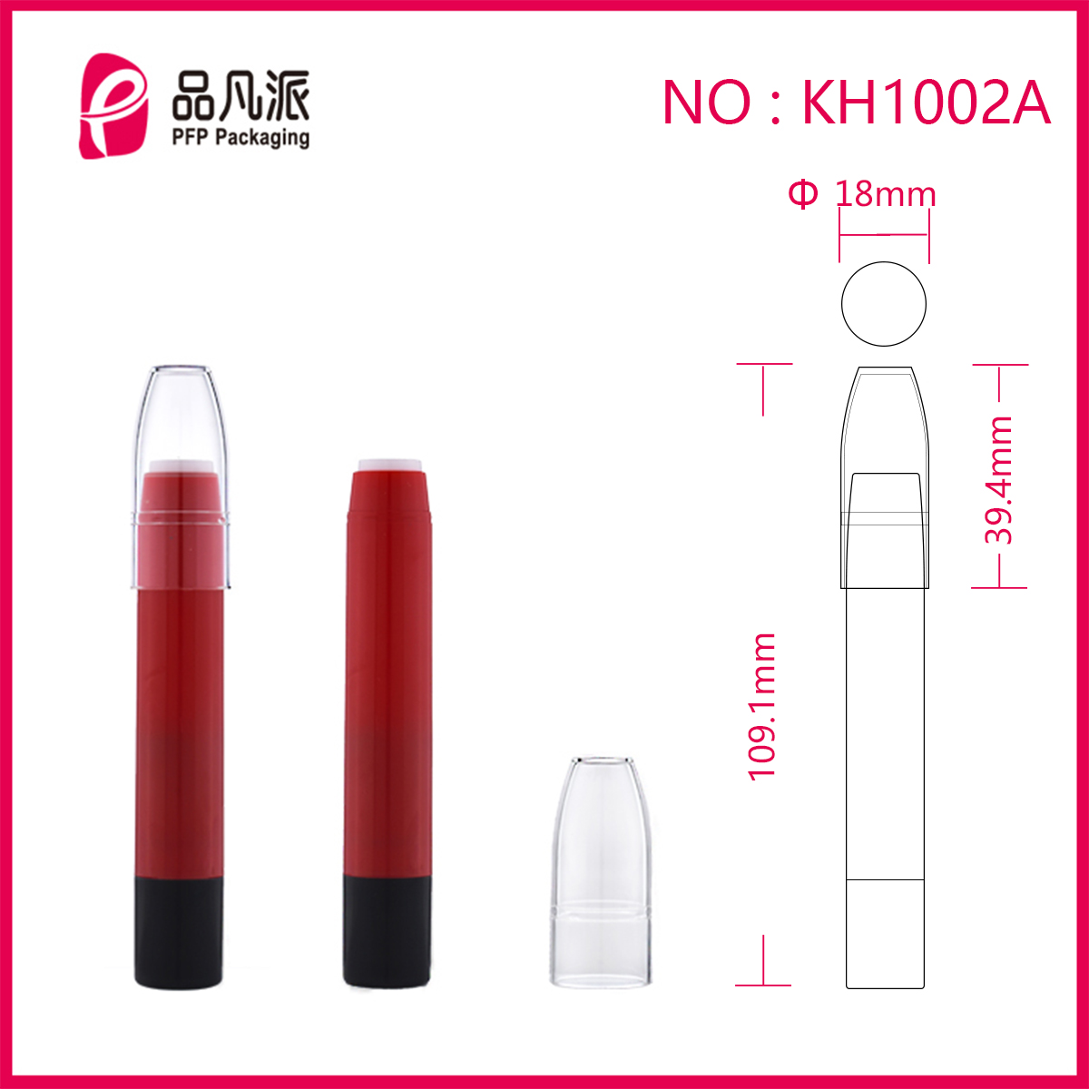 Empty Round Double Color Lipstick Pen With Clear Cap KH1002A