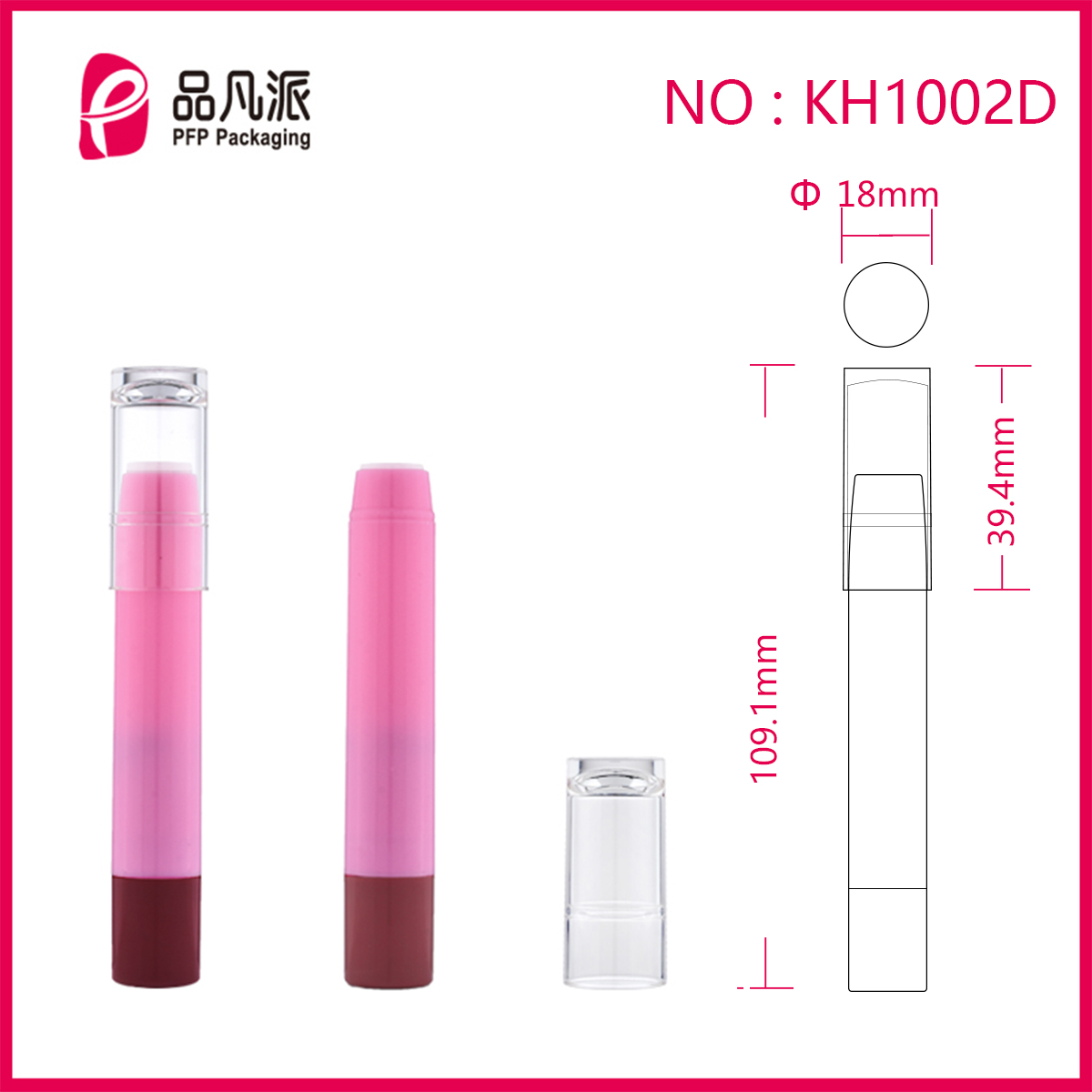 Empty Round Double Color Lipstick Pen With Clear Cap KH1002D