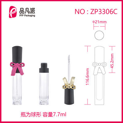 Plastic Cosmetic Packaging Empty Unique Lip Gloss Tube With Bowknot Design ZP3306C