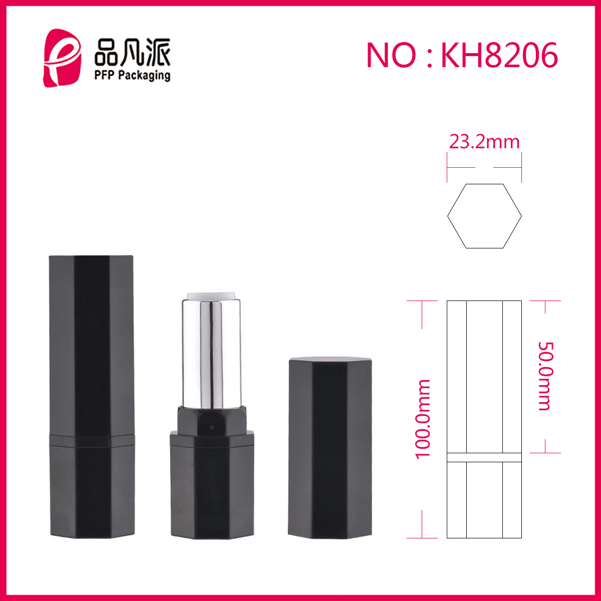 Empty Unique Design Polygon Lipstick Tube KH8206